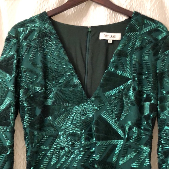 Sequin Green Party Dress - Picture 2 of 4